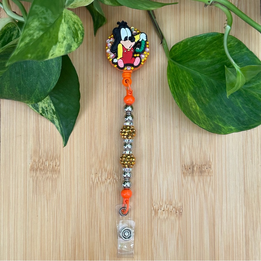 ✨ Disney-Inspired Bling Beaded Retractable‎ ID Badge Holder 🏰